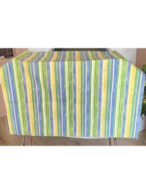 36” X 92” Yellow Green Blue White Stripe Canvas Fabric No Selvage